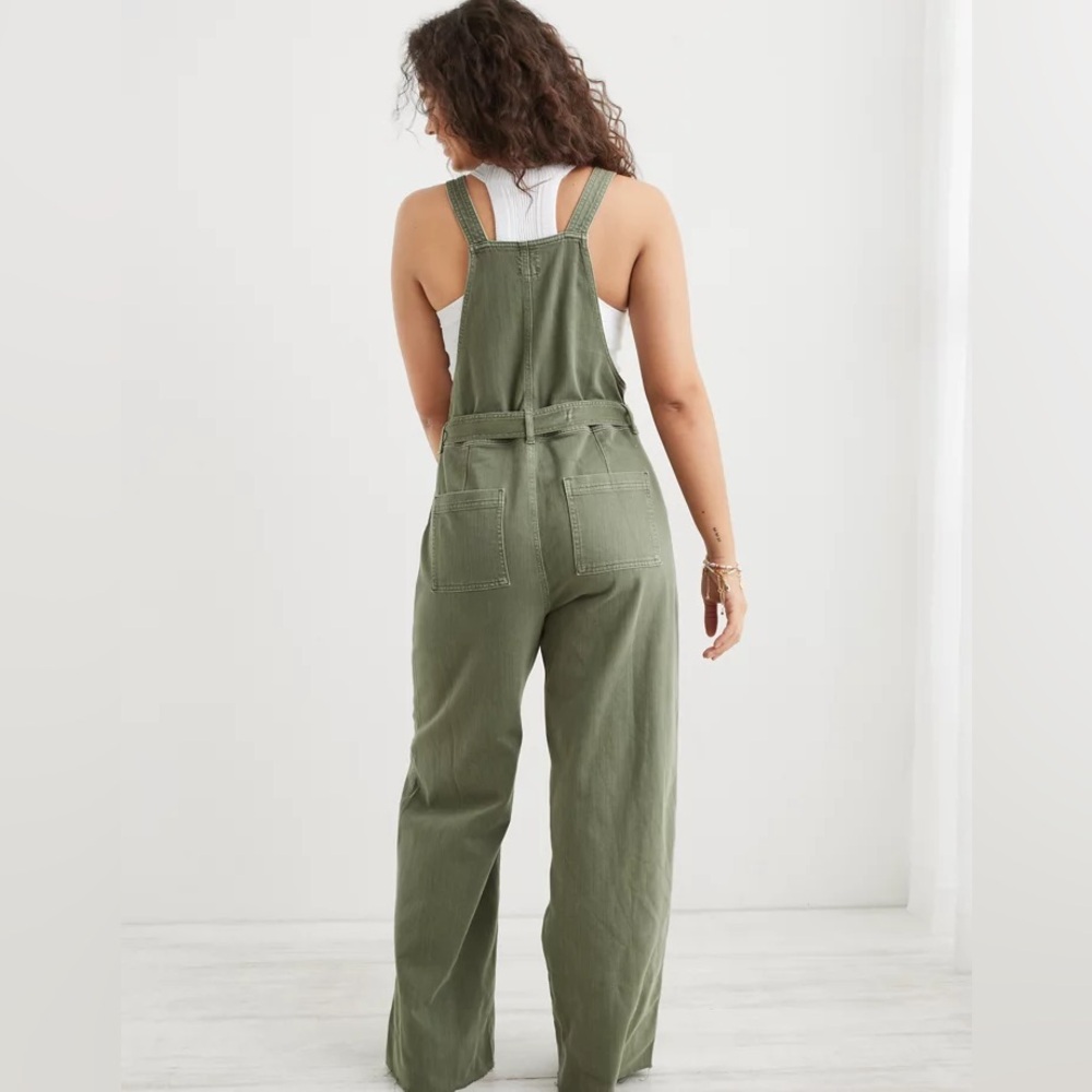 Aerie Skater Pant Overalls in Olive Fun Sz XL Comfy Baggy Boho Farmcore Cowboy - Picture 2 of 15